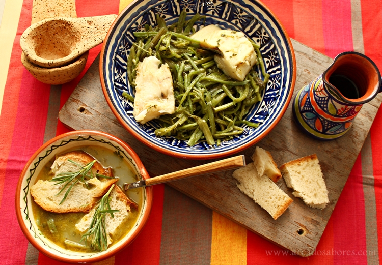 Sopa de cardos com bacalhau alimado