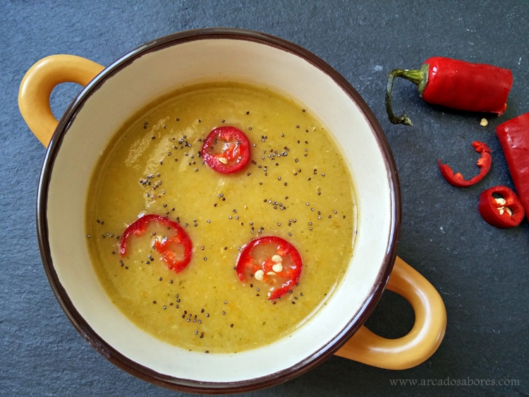 sopa de brócolos e lentilhas