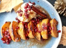 Rceita de marmelos caramelizados com calda de romã